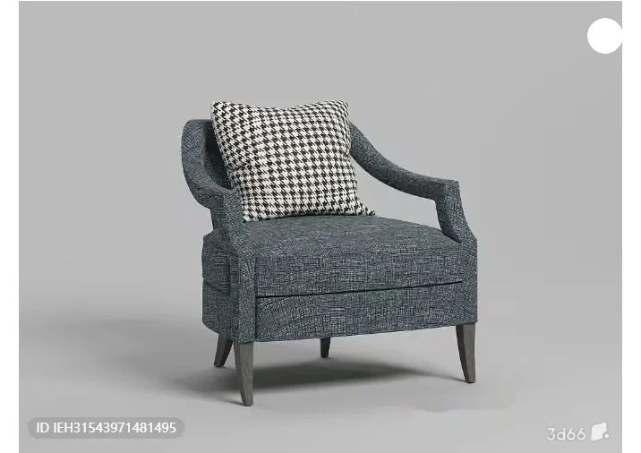 Grey Armchair With Houndstooth Cushion 3D Model – 1562 – VRAY Render