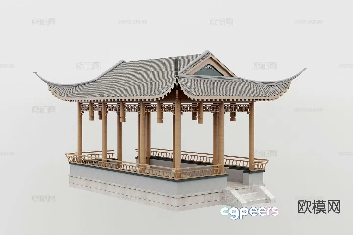 Chinese style pavilion pavilion corridor landscape pavilion 3D model