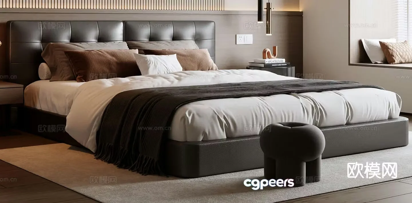 Italian double bed 3d model