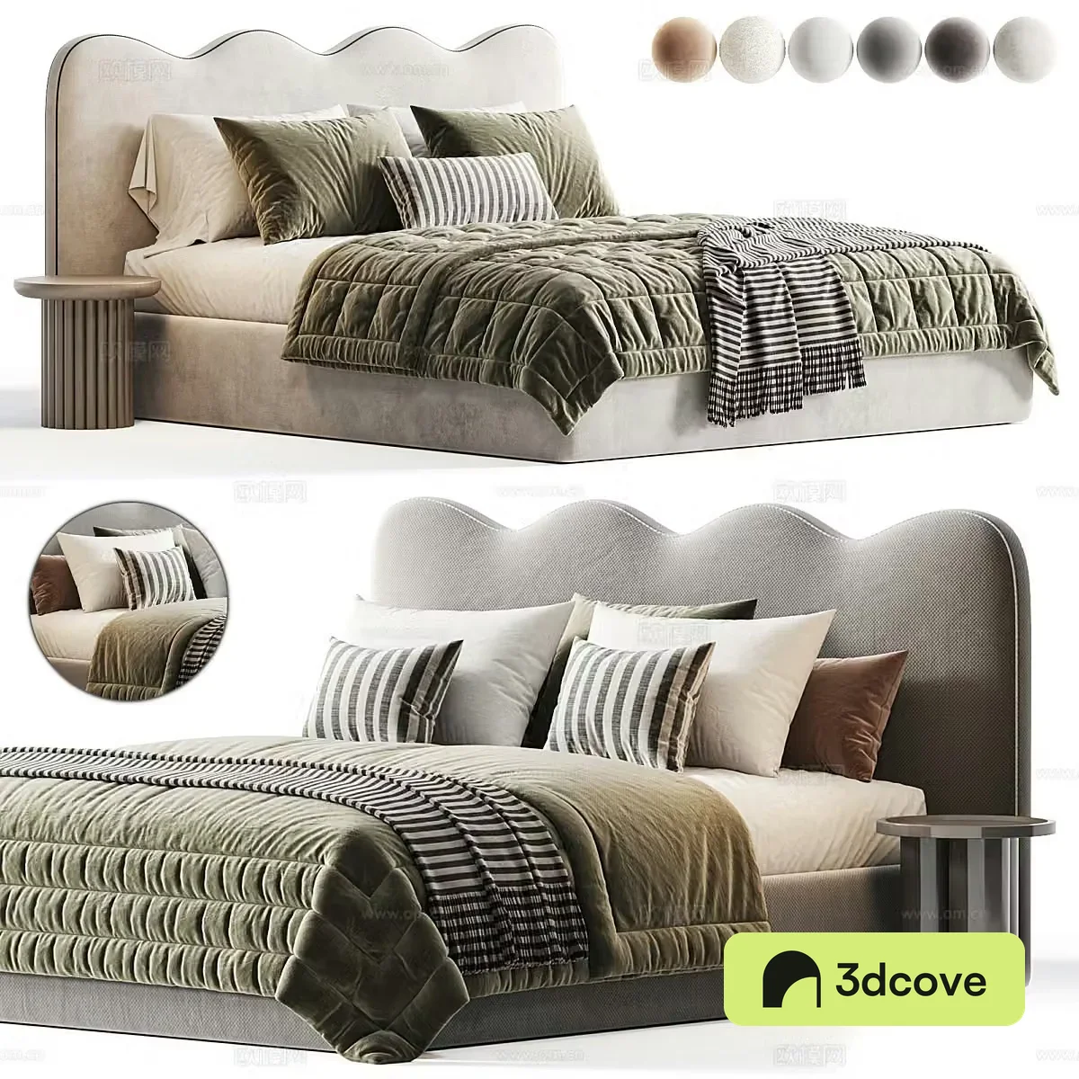 Modern Cream Style Beatrix Fabric Double Bed