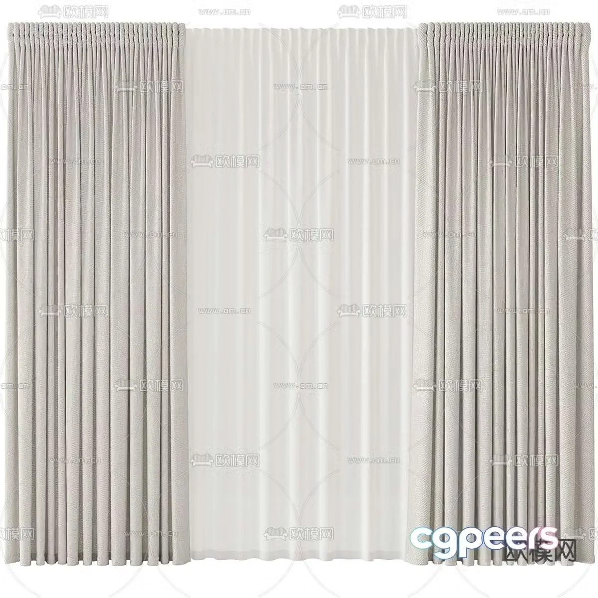 Curtains 3d model of gauze curtains