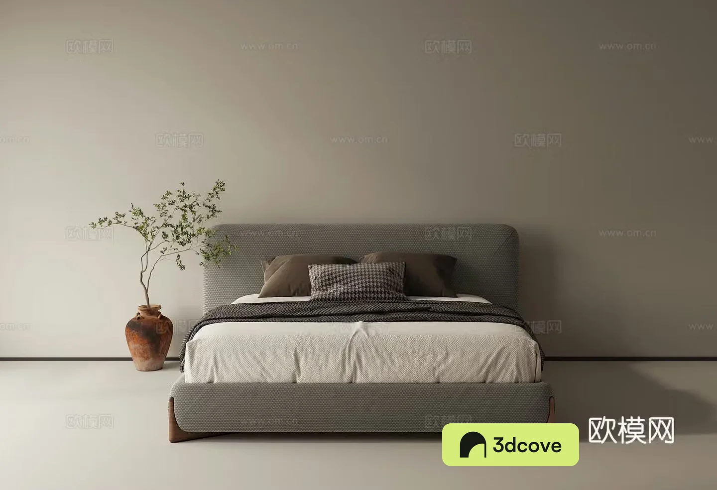 Middle-aged double bed 3d model