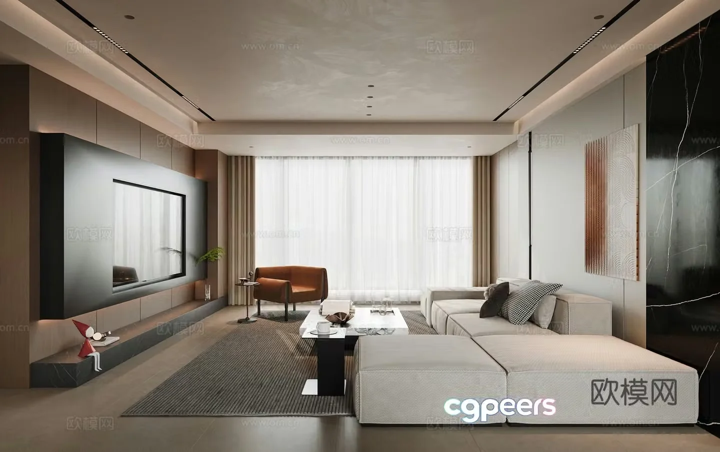Modern living and dining room small living and dining room homeless lights sofa and coffee table combination simple electric 3D model