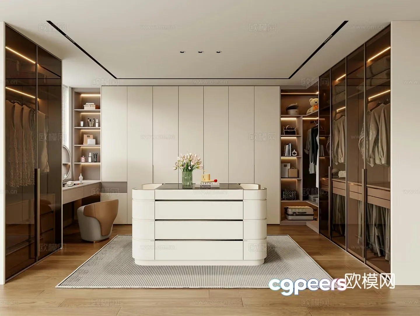 Modern cloakroom Island cloakroom U-shaped cloakroom Dressing table cloakroom Middle island 3D model