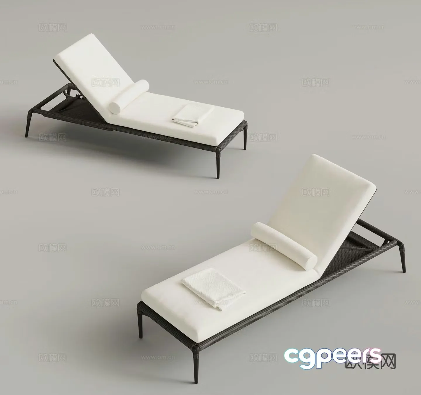 Folding deck chair outdoor deck chair 3d model