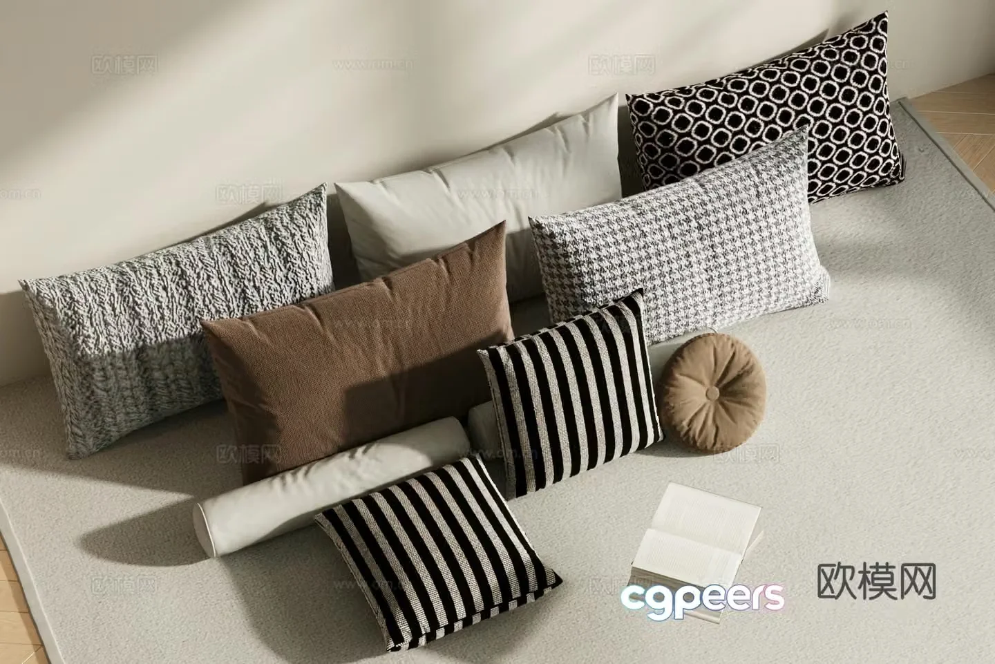 Push pillow light luxury Italian style pillow sofa pillow pillow combination fabric pillow fabric soft decoration 3D model