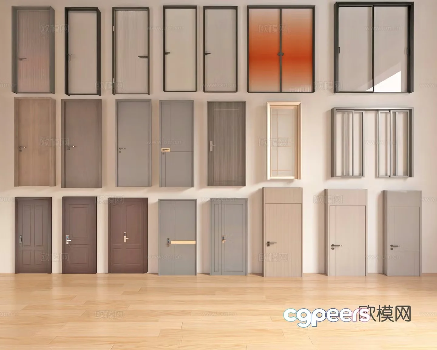 Modern entrance door security door bathroom door kitchen door single-open door sliding door 3d model