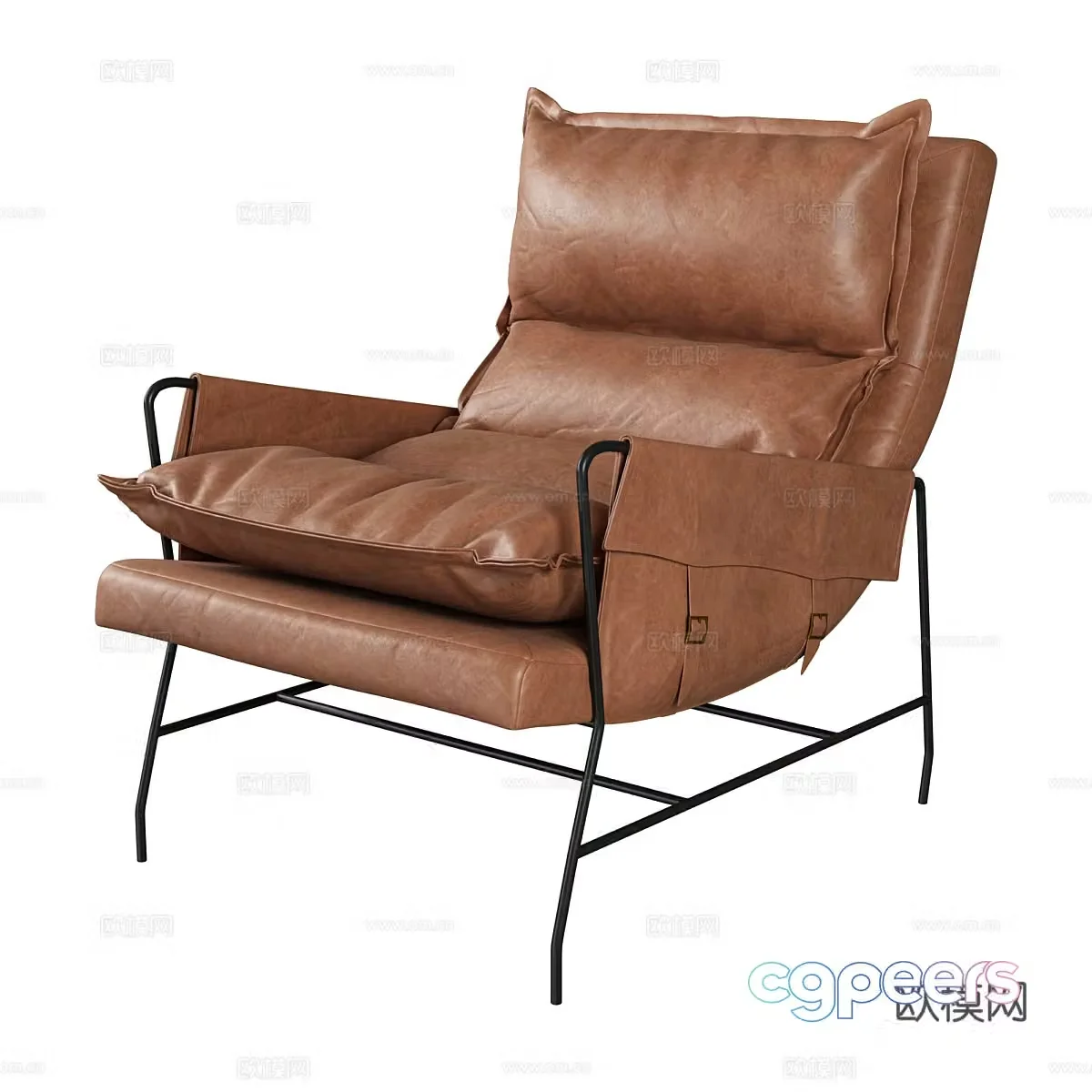 Modern Italian leather lounge chair 3d model
