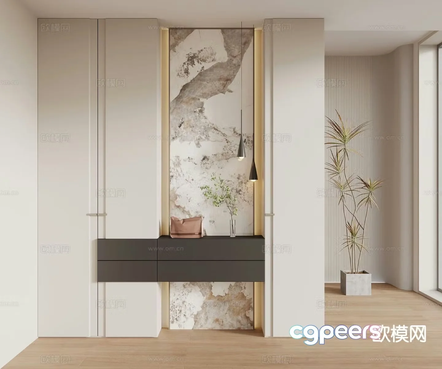 Modern entrance shoe cabinet 3d model