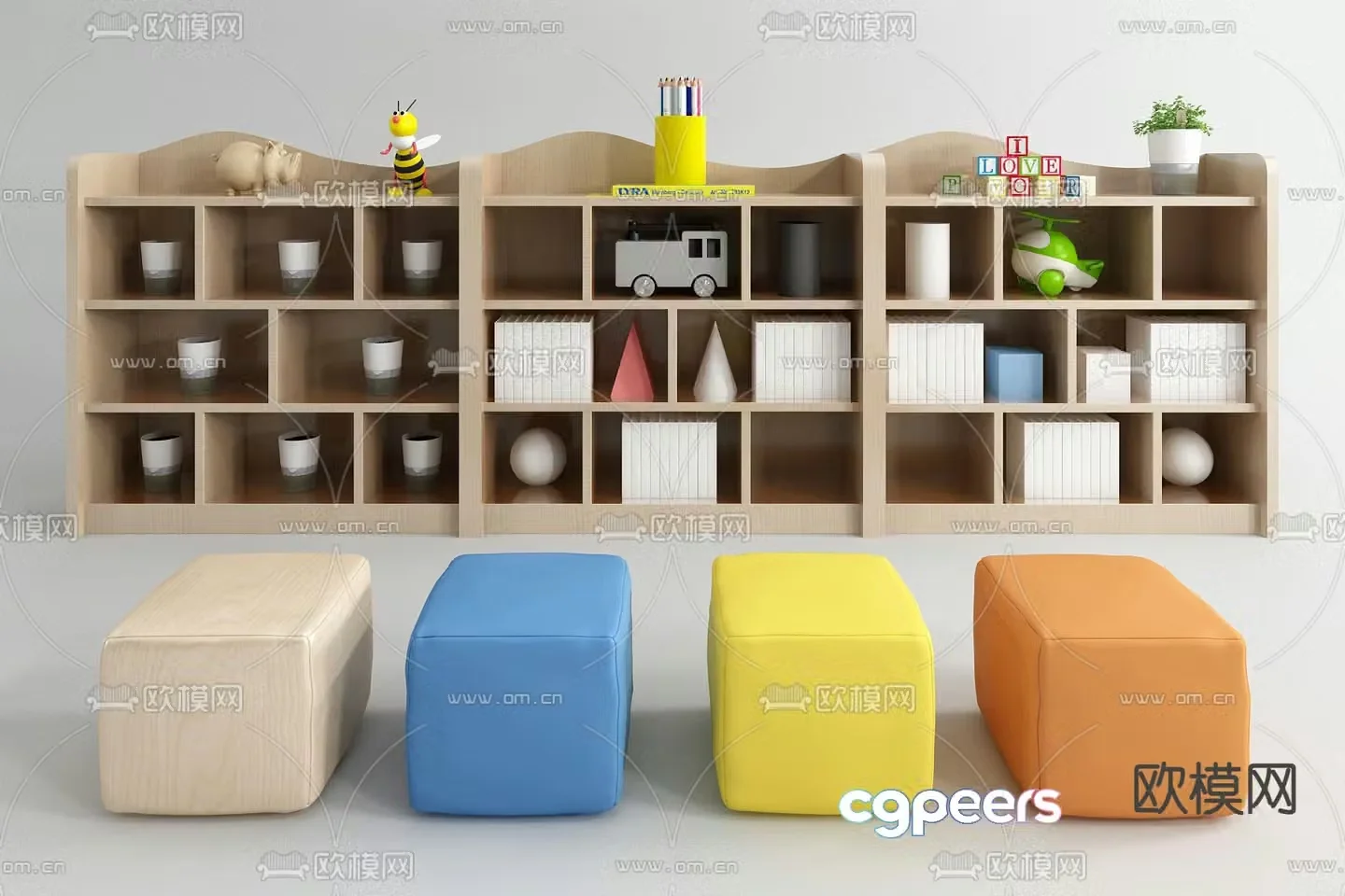Children’s bookcase toy cabinet 3d model