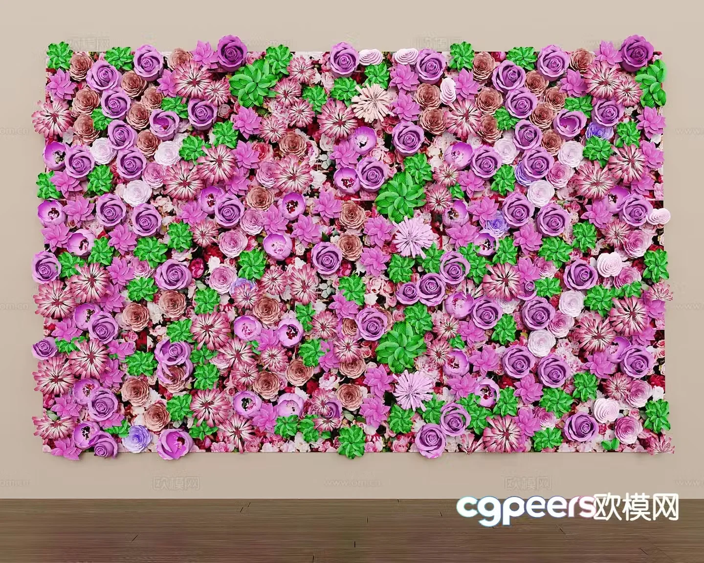 Modern rose wall green plant wall plant wall 3d model