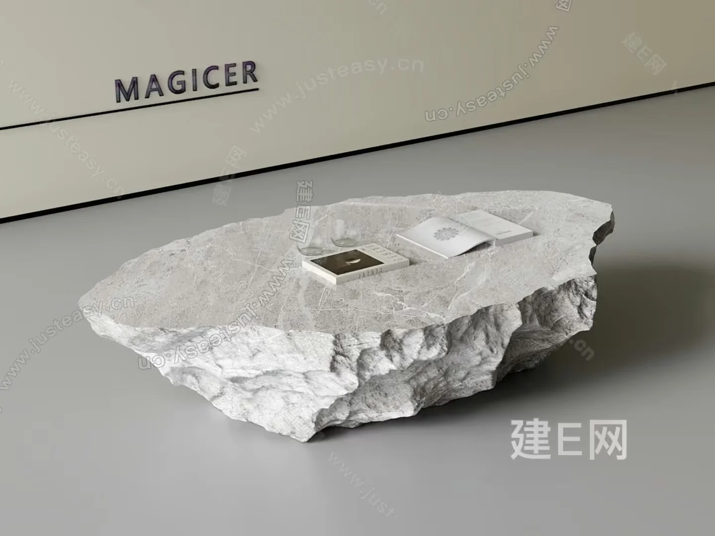 A Large Rock With Books On It 3D Model – 1418 – CORONA Render
