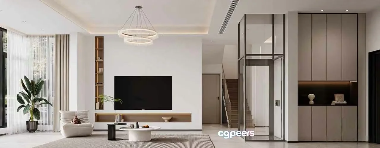 Modern Living Room 3D Model – 17696 – VRAY Render