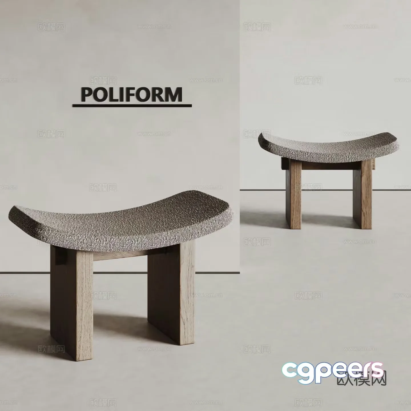 poliform modern stool low stool 3d model