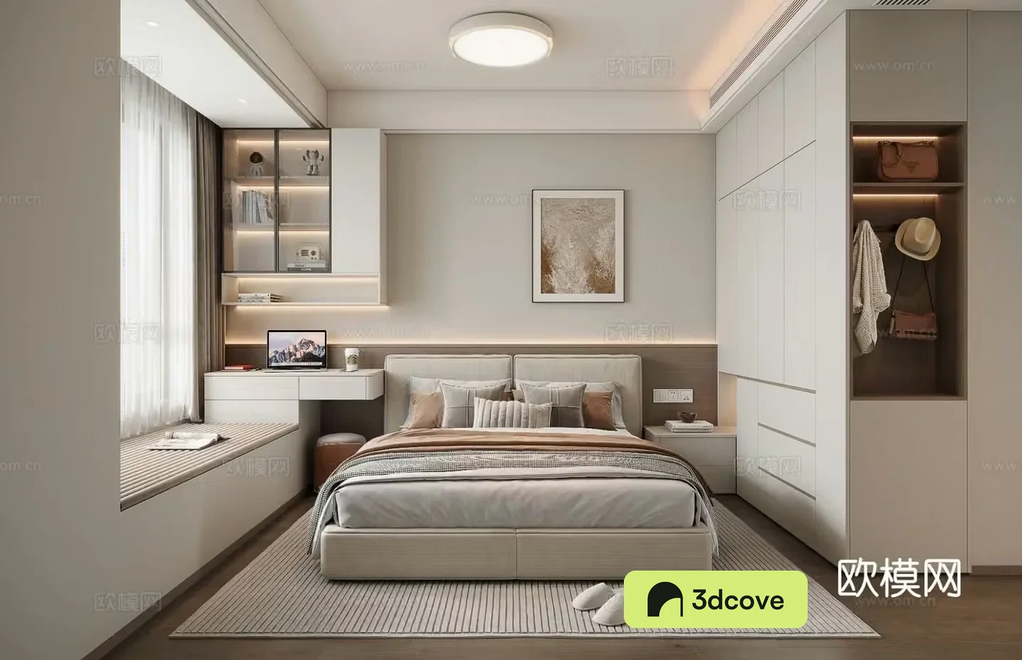 Modern minimalist bedroom desk