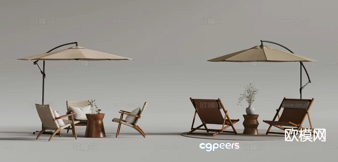 Modern outdoor table and chairs 3d model