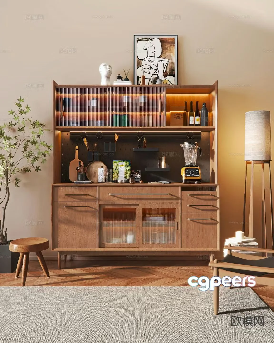 Medieval style sideboard 3d model