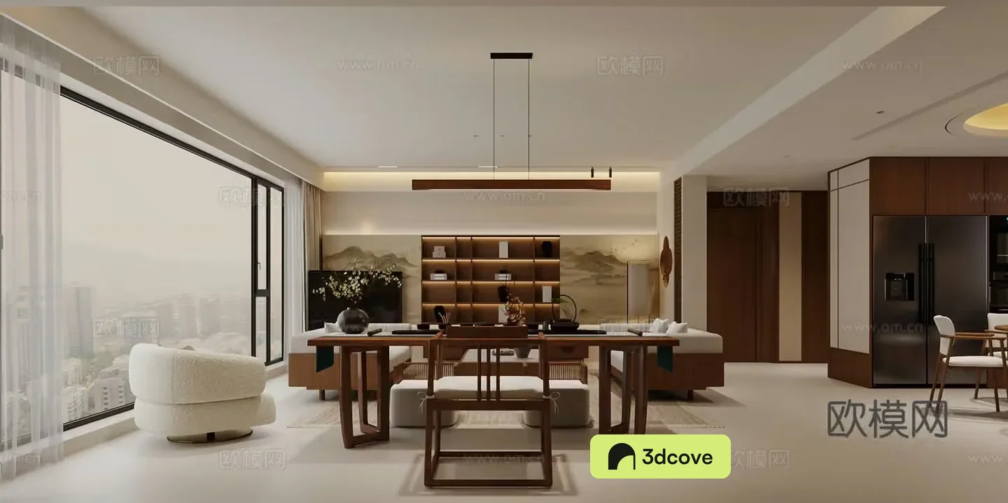 New Chinese style Song style aesthetics Living and dining room