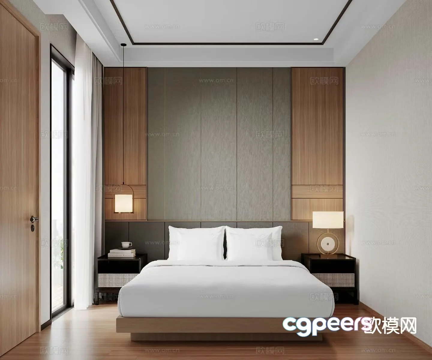New Chinese style bedroom second bedroom 3D model
