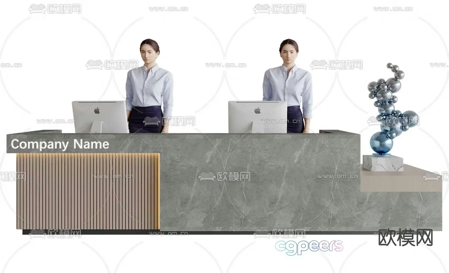 Modern front desk reception desk service desk 3d model