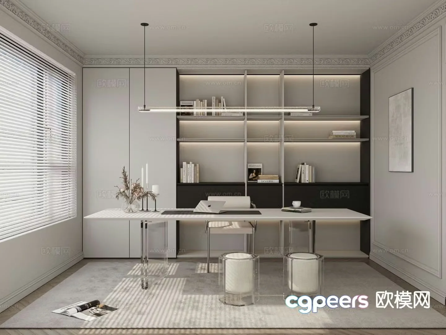 French minimalist study 3D model