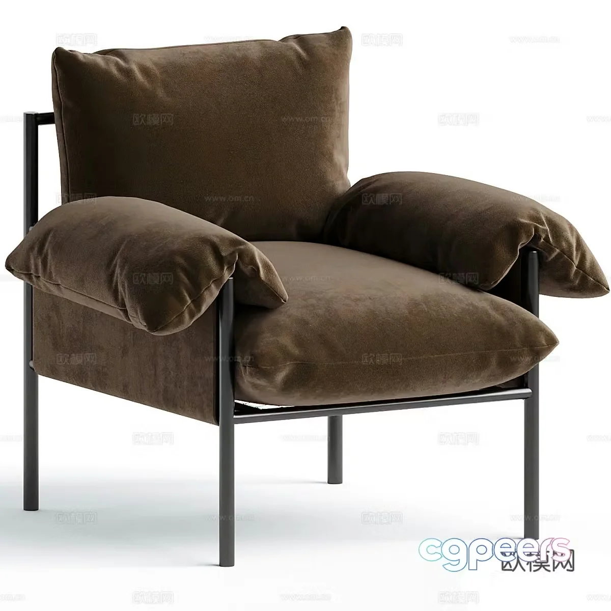 Modern Italian light luxury fabric leisure chair 3D model