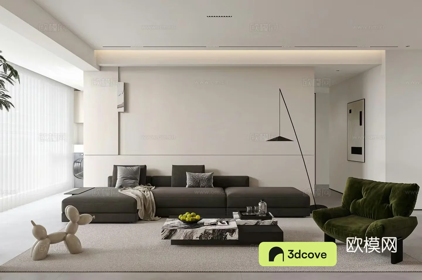 Modern living room Combination sofa Leisure chair Floor lamp Modern living room Simple living room G