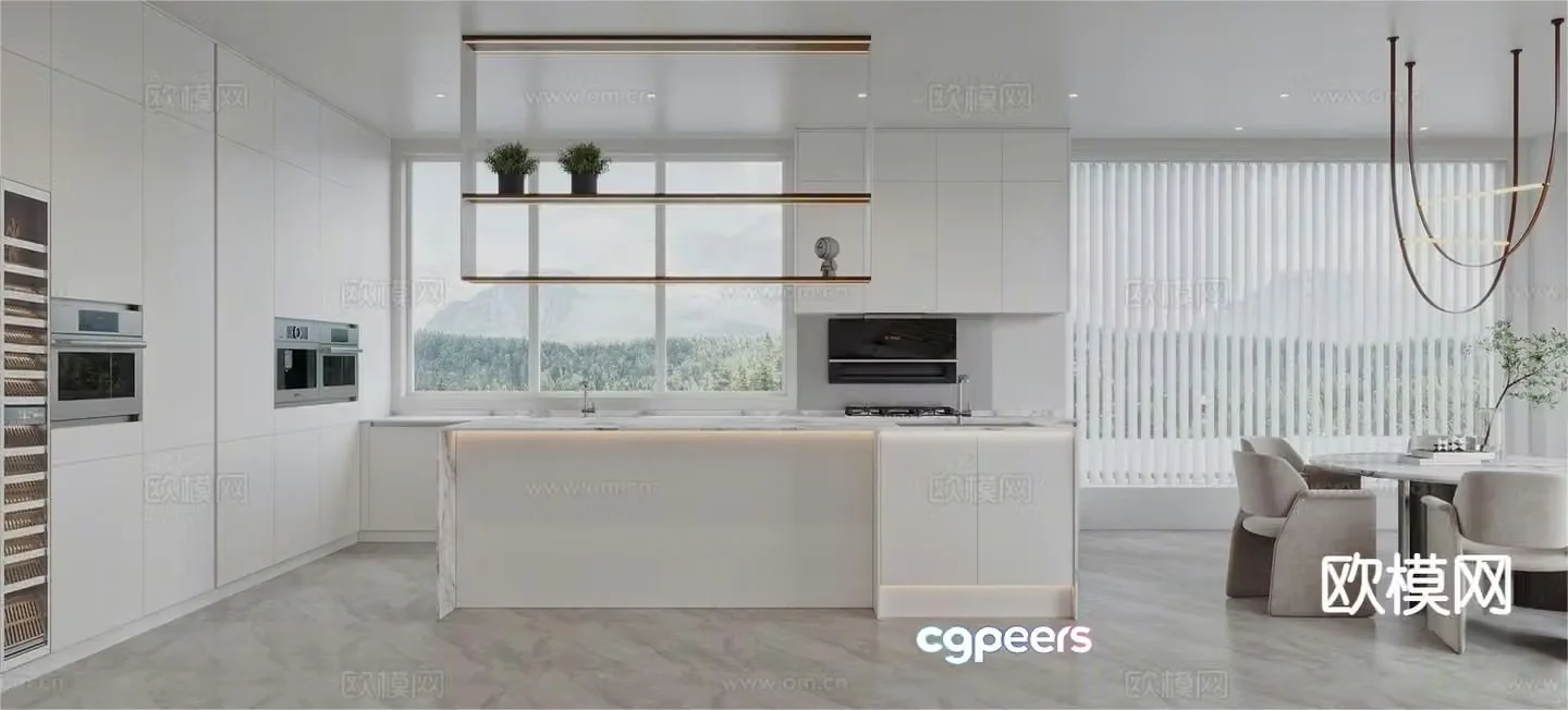 Modern open kitchen 3d model