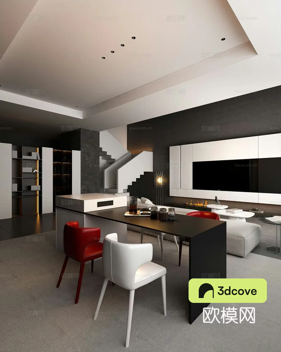 Modern living and dining room large flat floor living and dining room Italian and dining room minimalist living and dining room modern wine cabinet