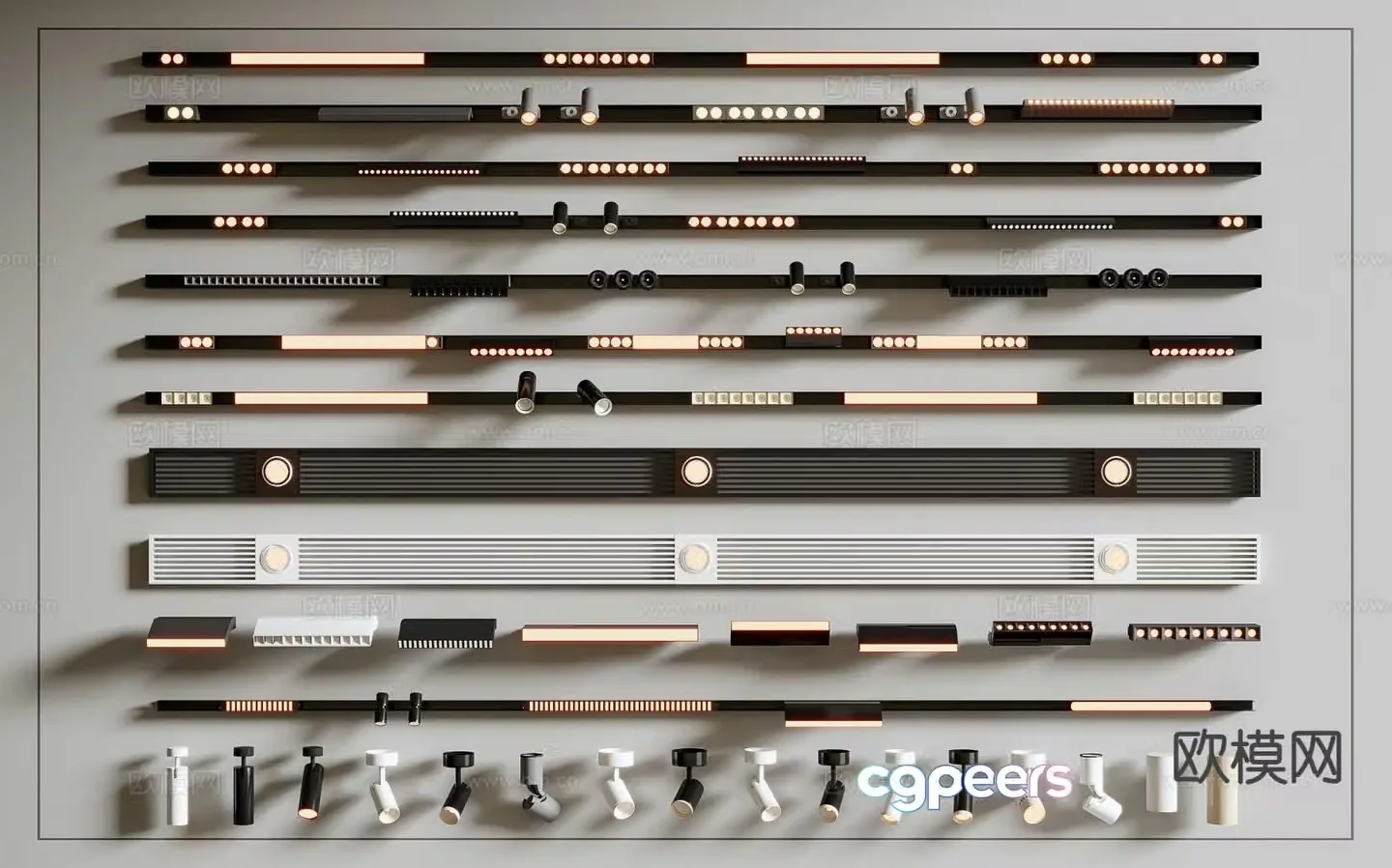 Modern track light spotlight magnetic light 3d model