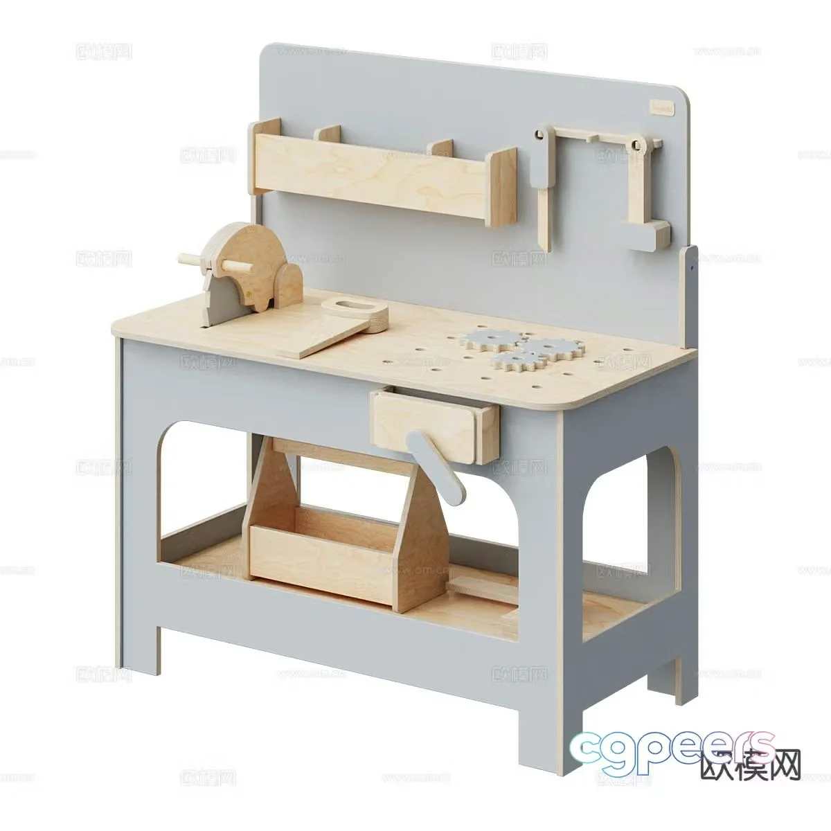 Nordic children’s table handmade table game table 3d model