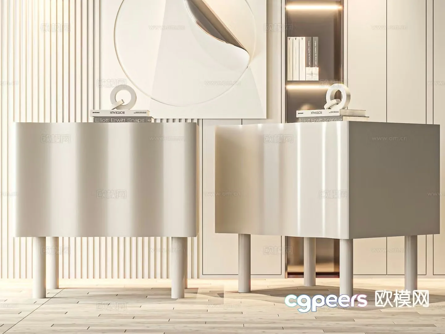 Cream style bedside table 3d model