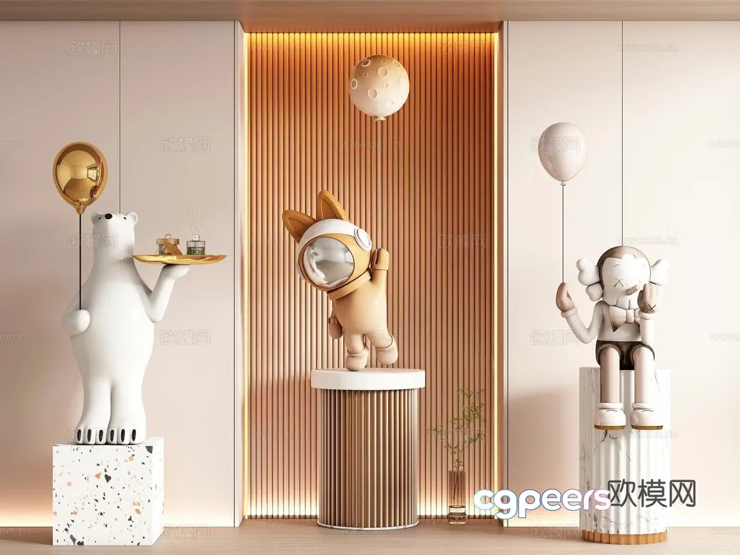 Modern Sculpture Jewelry Doll Sculpture Doll Ornaments 3D Model