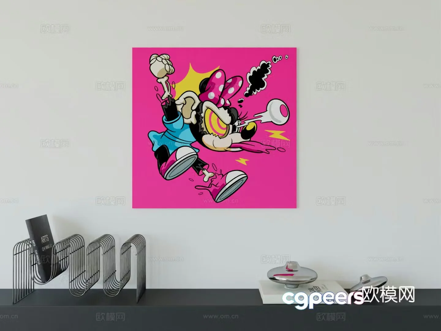 Modern minimalist cute cartoon character boy room girl room hanging painting 3d model