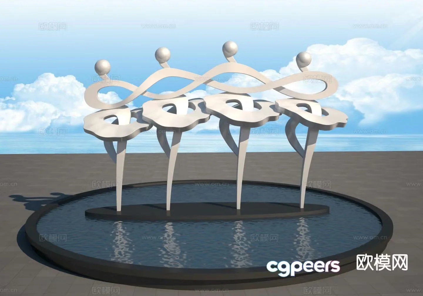 Abstract ballet sculpture landscape sculpture 3d model