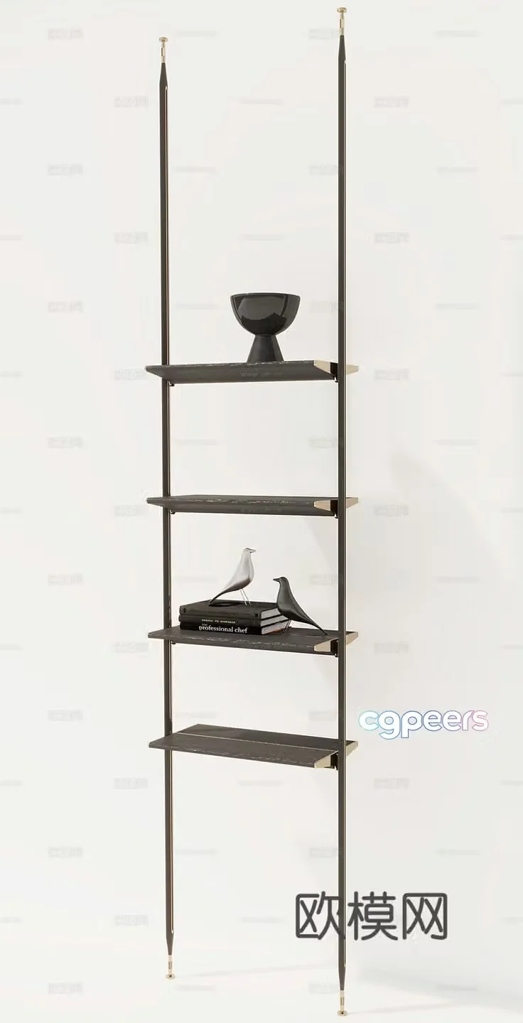 Decorative rack hanger bookshelf 3D model