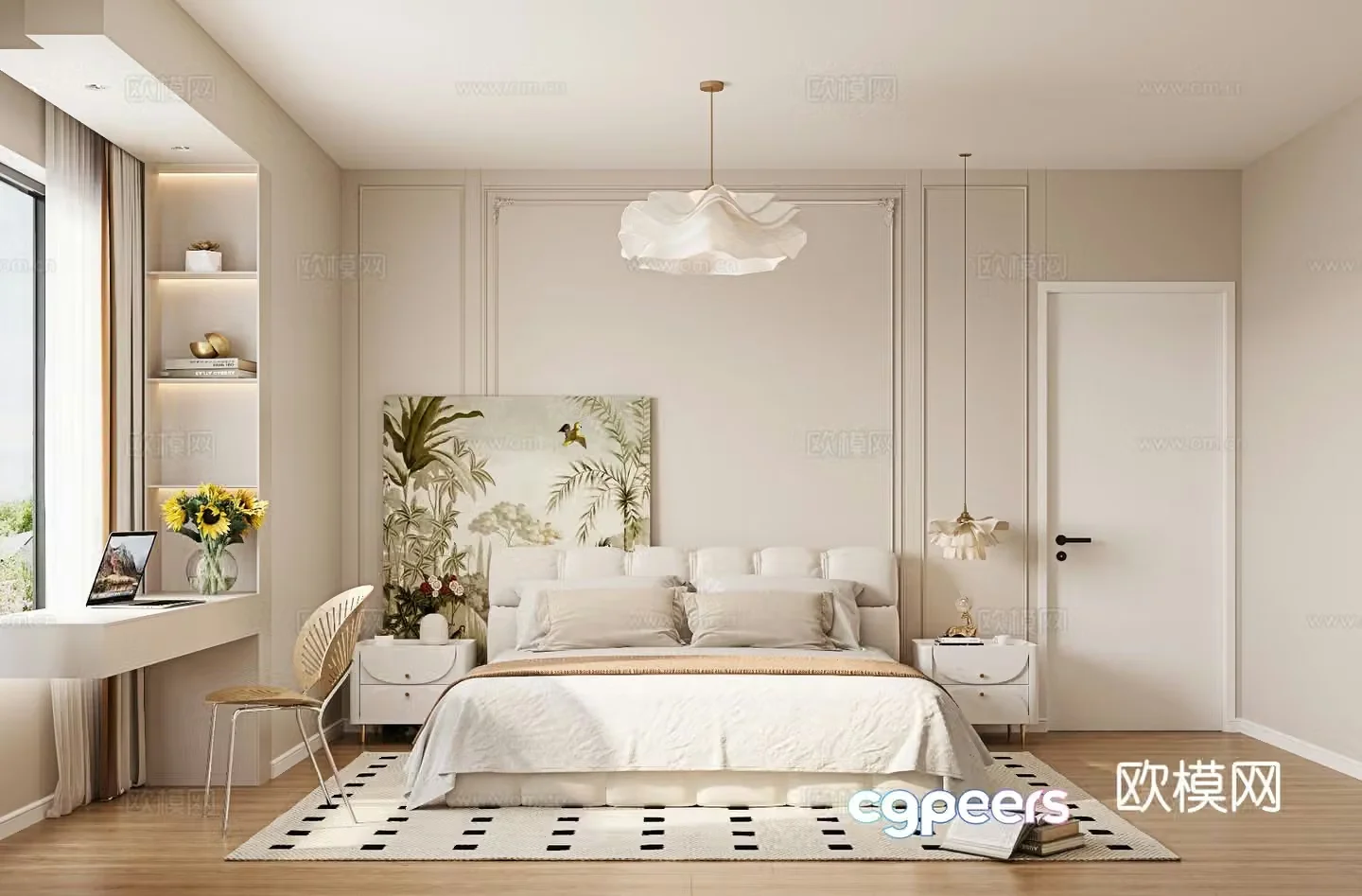 Cream style bedroom master bedroom 3d model