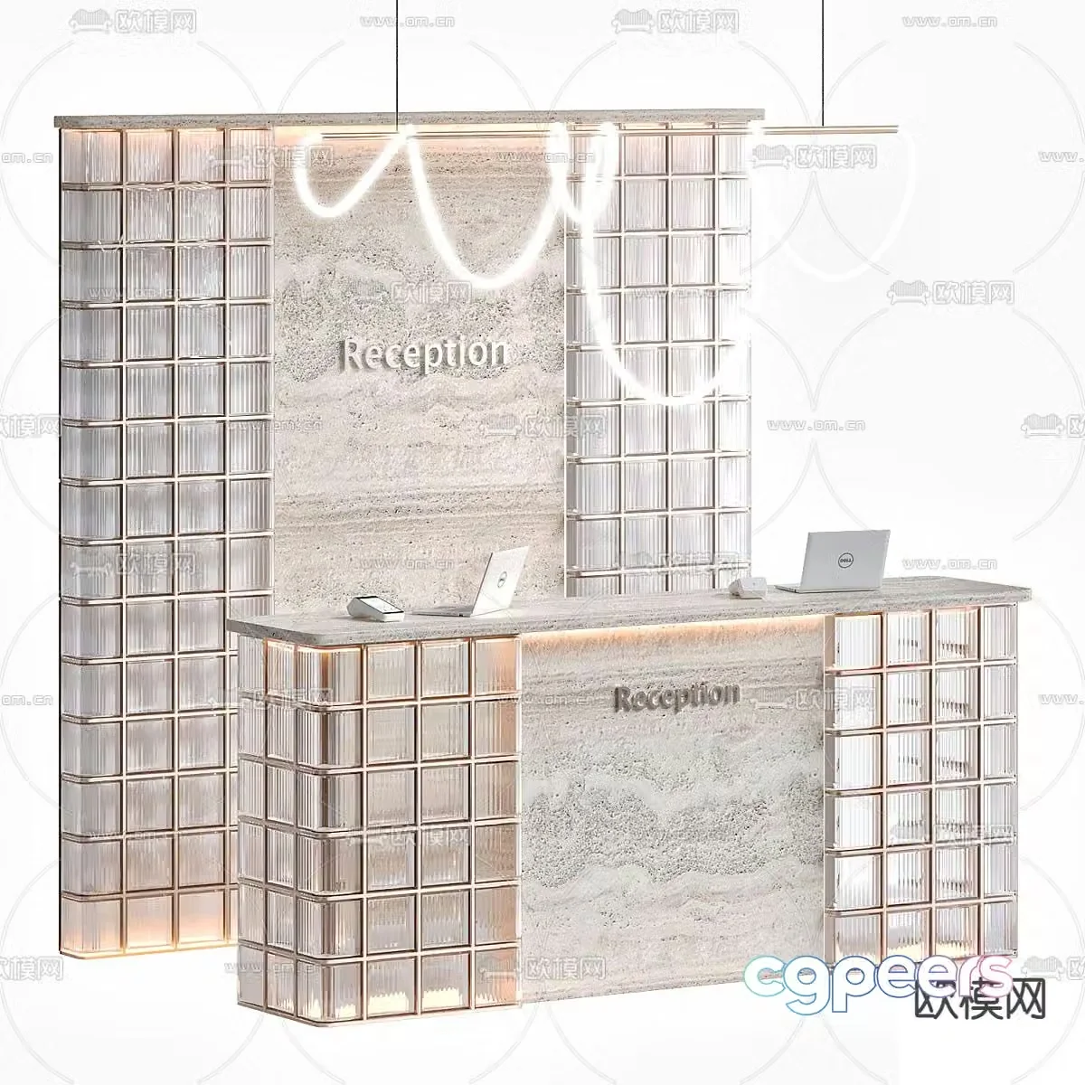 Modern front desk reception desk service desk 3d model