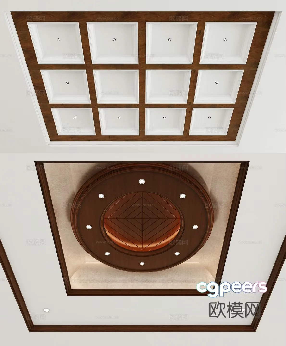 American ceiling solid wood ceiling 3d model