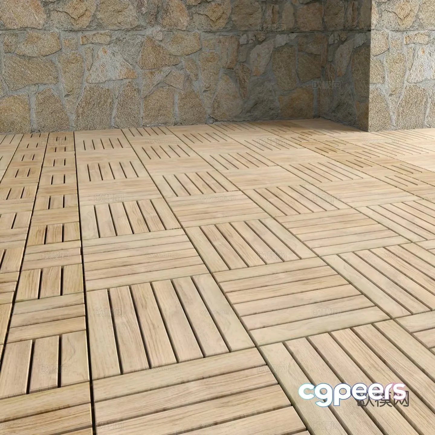 Wasabi Wood Floor Solid Wood Floor Tiles Wood Grain Brick Art Floor Decorative Wood Floor Garden Wood 3D Model