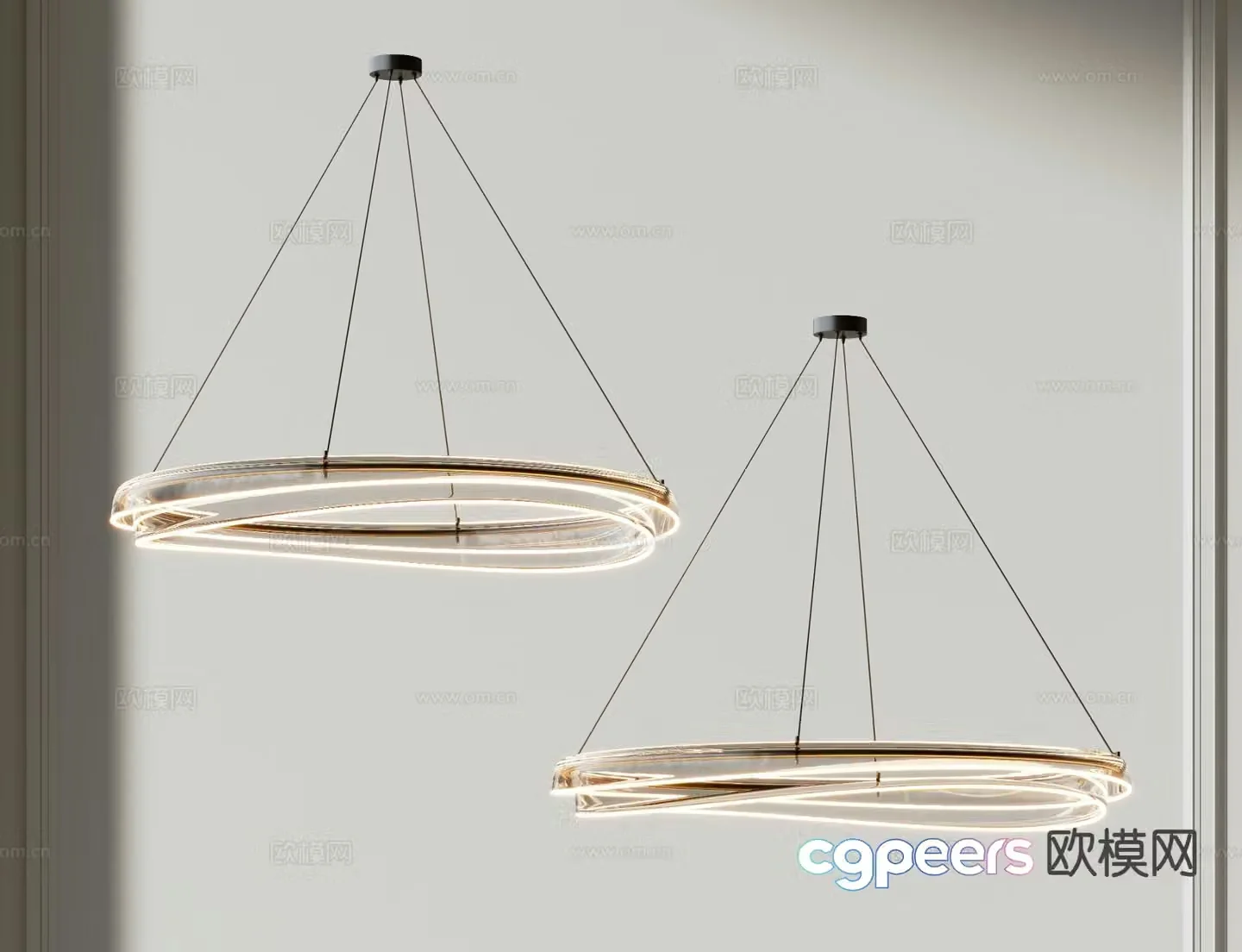 Modern light luxury chandelier ring chandelier 3D model