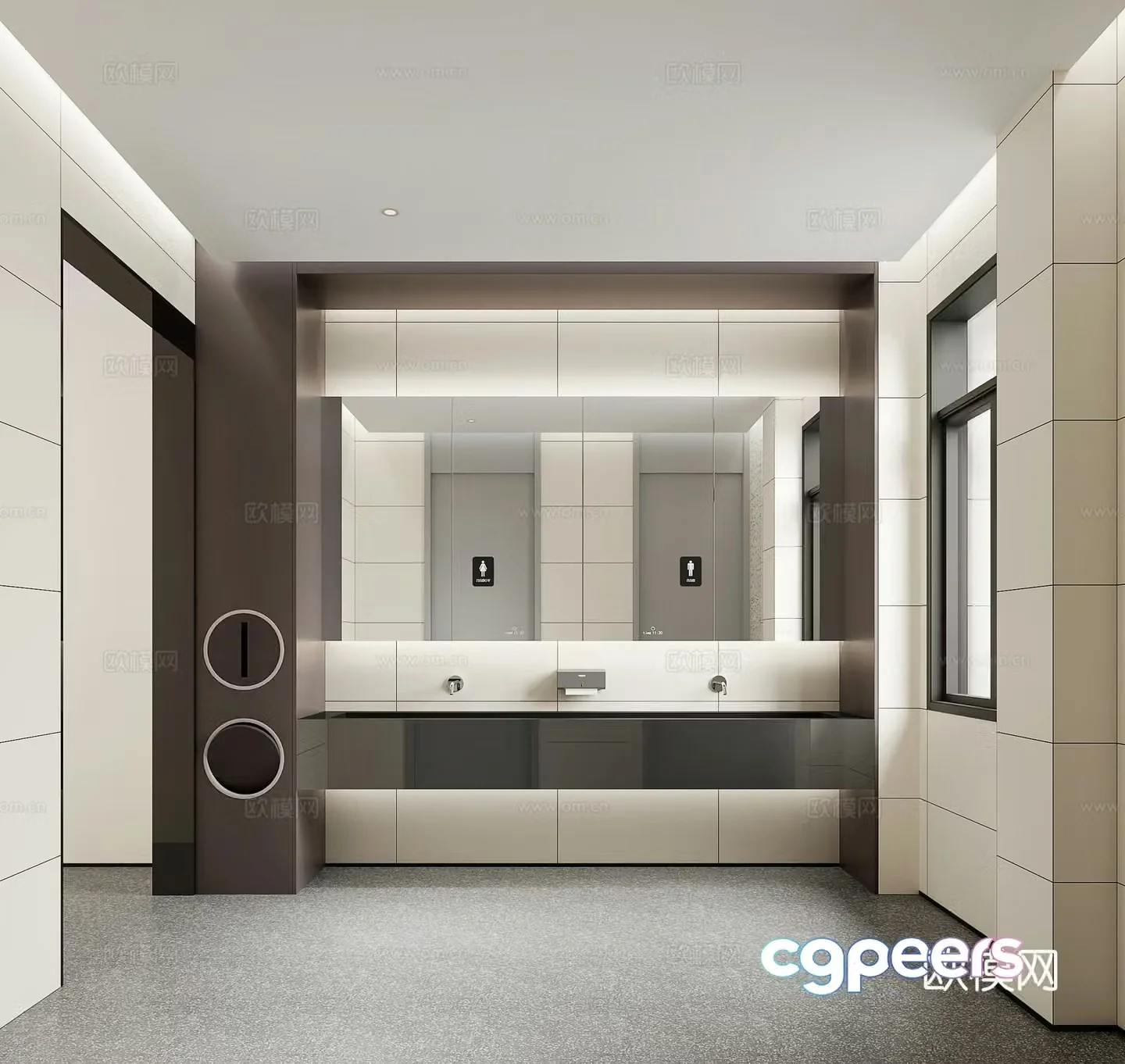 Modern public bathroom 3d model