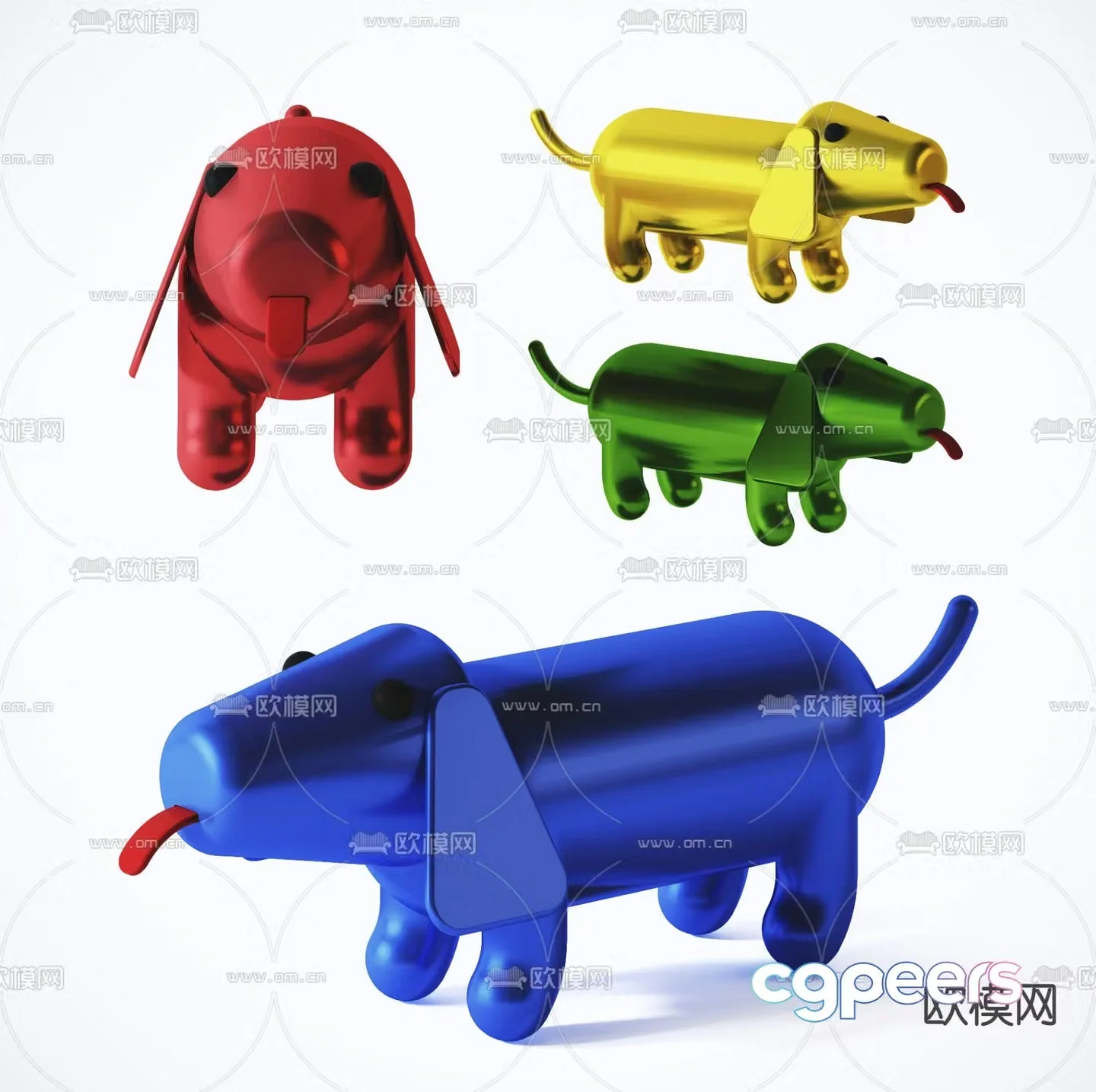 Modern dachshund dog toy 3d model