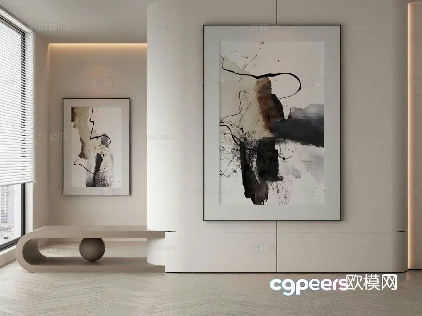 Modern texture painting decorative painting 3d model