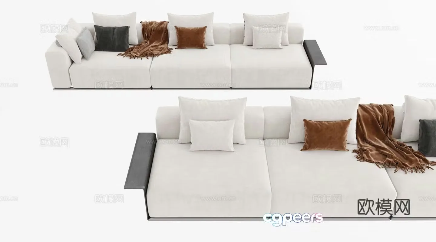 Modern three-seat sofa 3d model