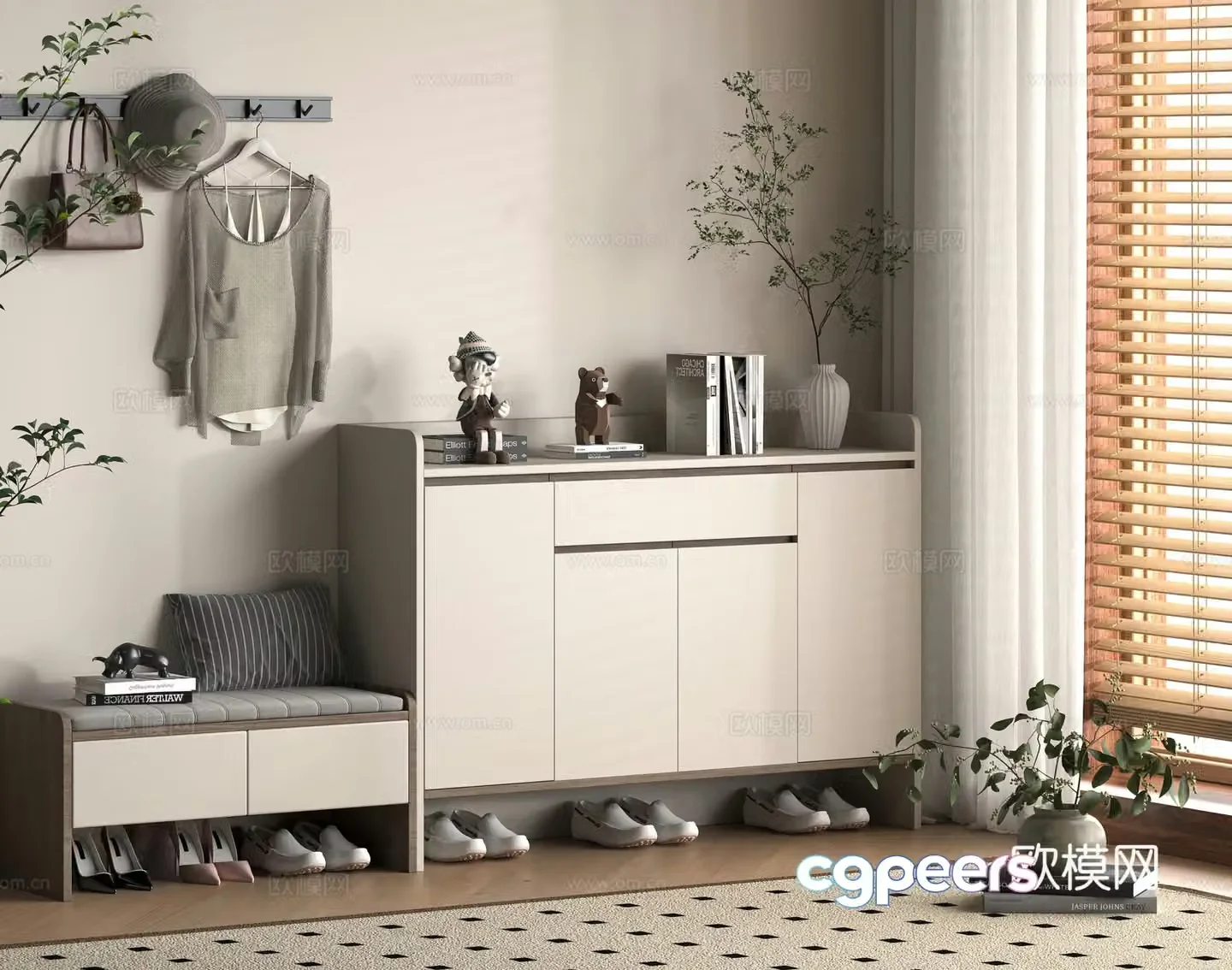 Modern shoe cabinet 3d model