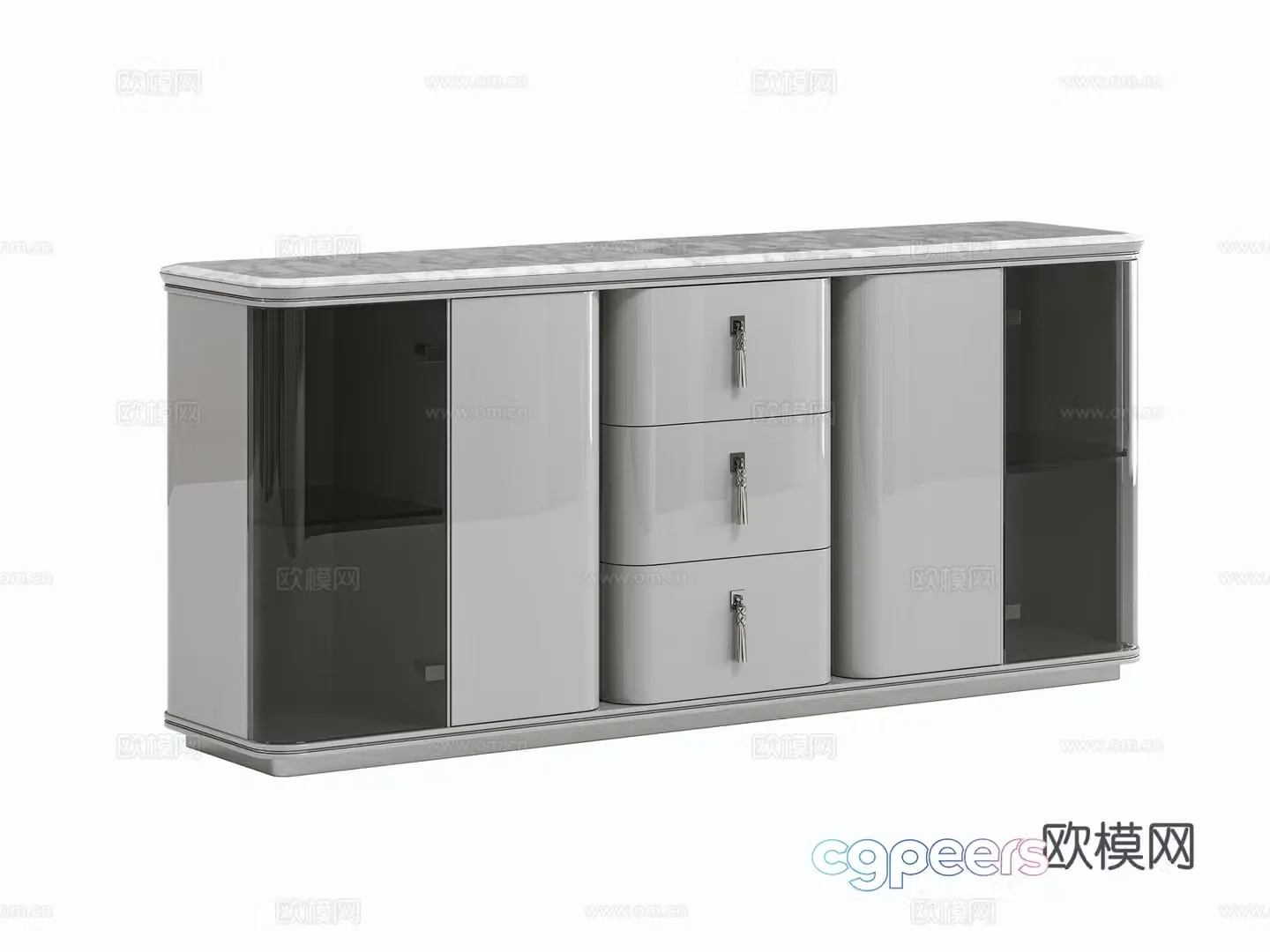 Light luxury sideboard finished cabinet 3D model