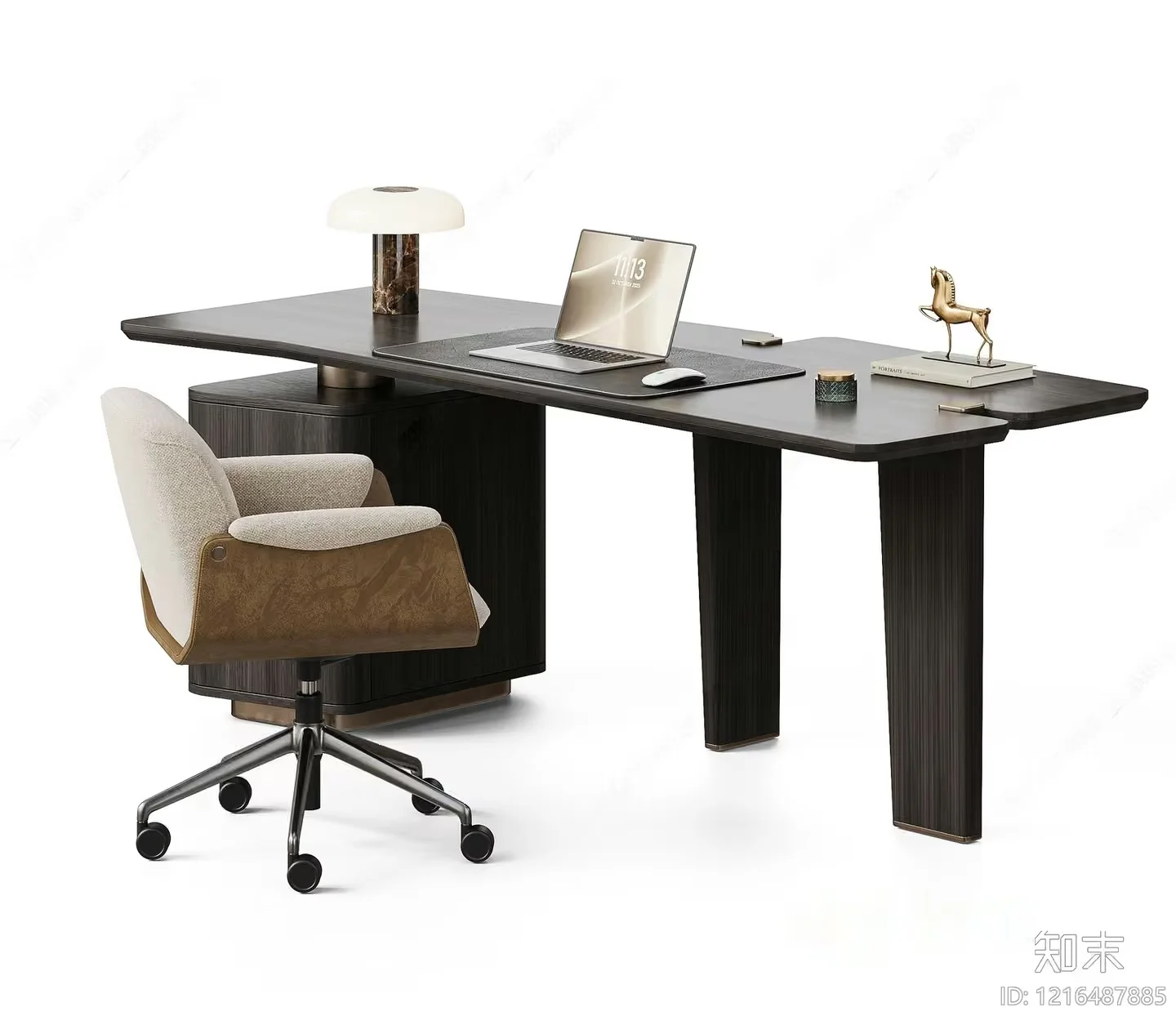 A Dark Brown Desk 3D Model – 13449 – VRAY Render