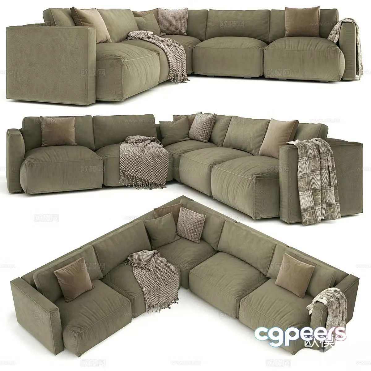 Modern fabric corner sofa 3d model