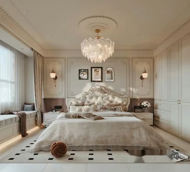 Cozy White Bedroom 3D Model – 7964 – CORONA Render